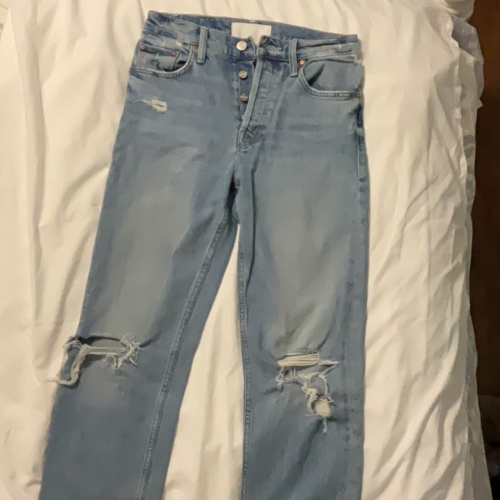 Mother superior Tomcat Light Blue Distressed Women's Jeans